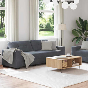 2-teiliges dunkelgraues Samt-Sofa-Set