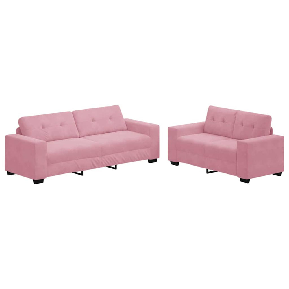 Rosa Samt Sofa Set, 2-teilig
