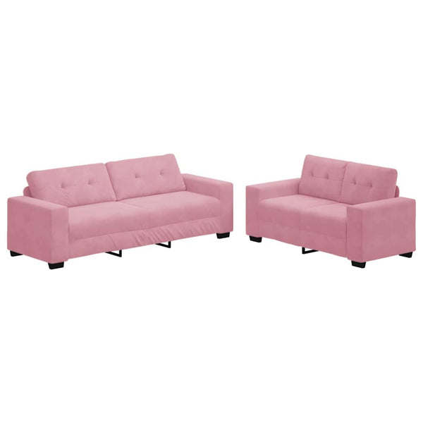 Rosa Samt Sofa Set, 2-teilig
