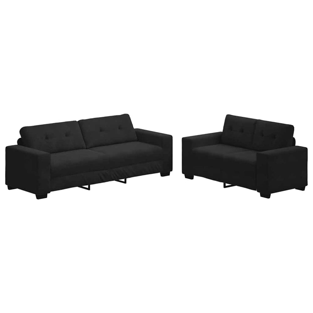 2-teiliges Sofa-Set Schwarzer Samt