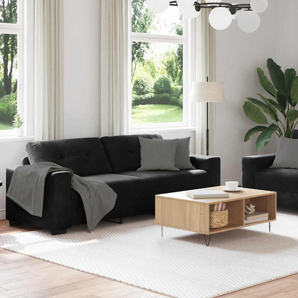 2-teiliges Sofa-Set Schwarzer Samt