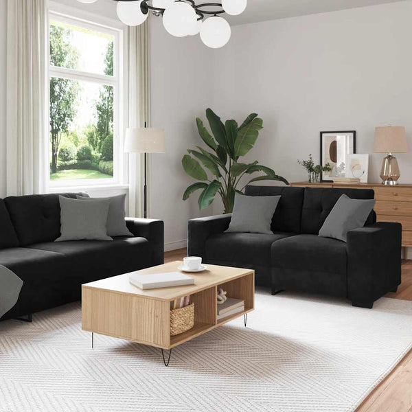 2-teiliges Sofa-Set Schwarzer Samt