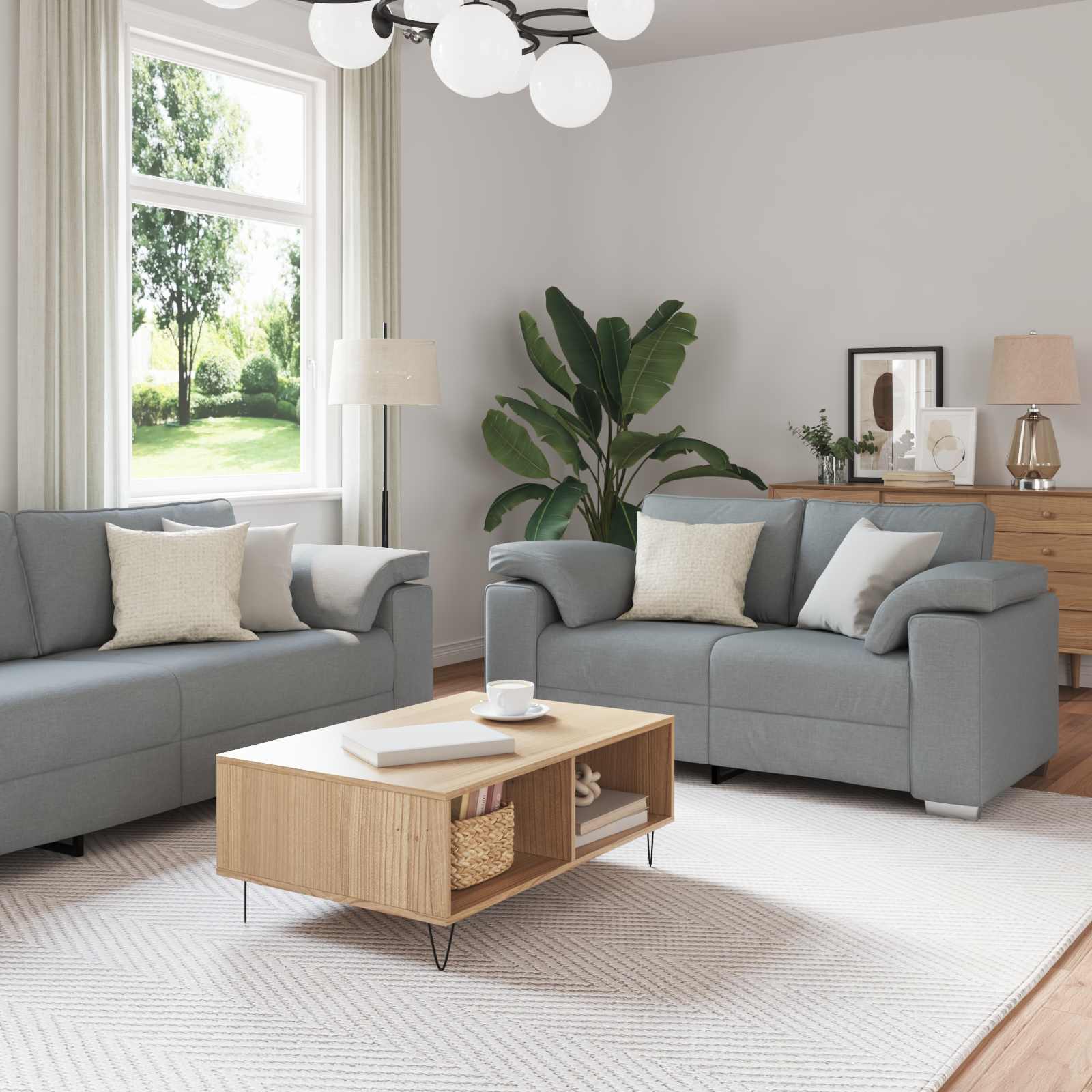 Hellgraues 2-Sitzer Sofa