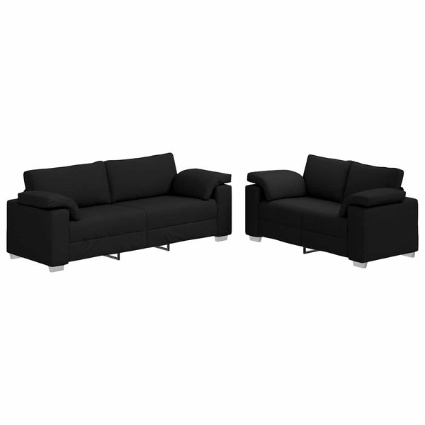 Schwarzes 2-Sitzer Stoffsofa 219 cm