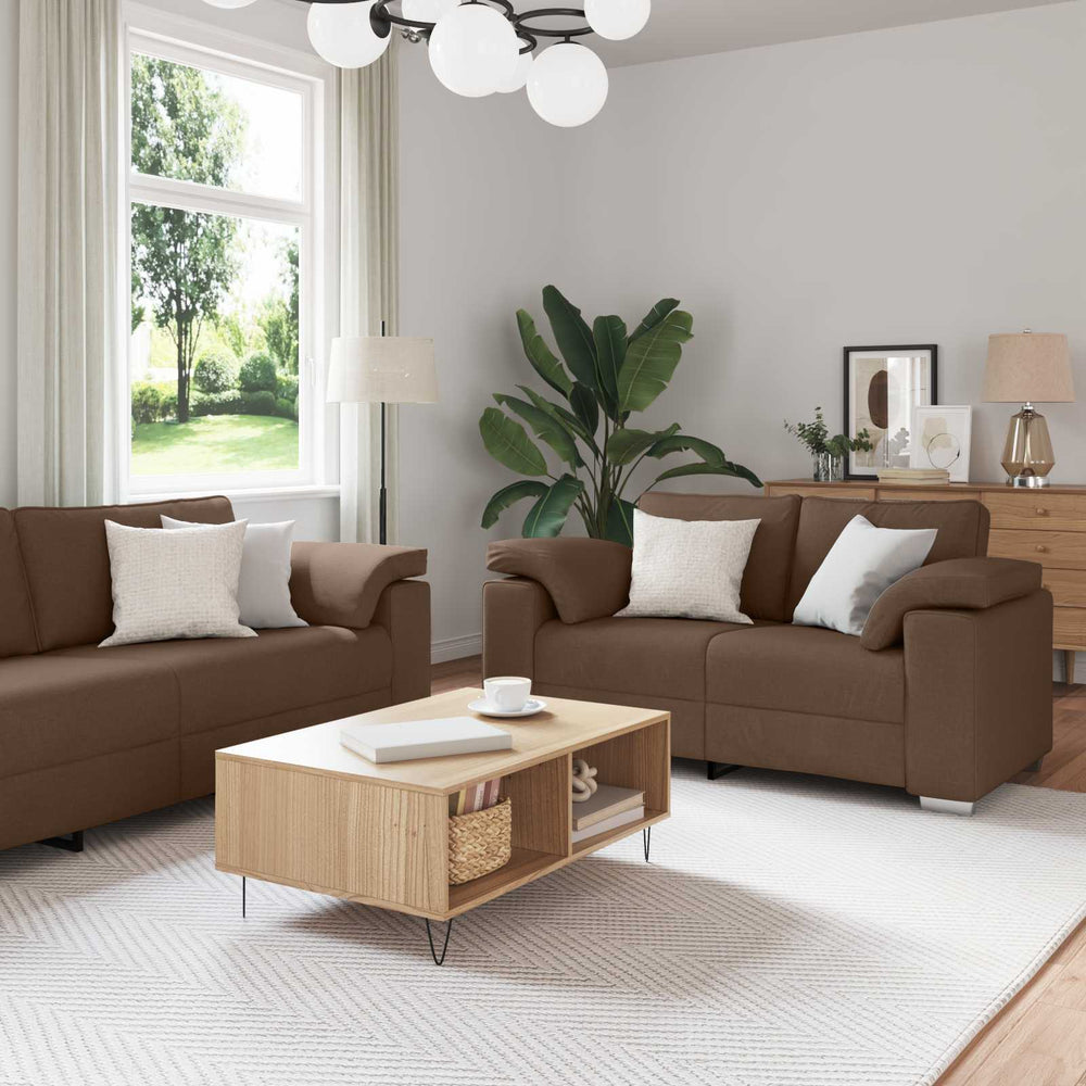 Braunes 2-Sitzer Sofa Stoff 219 cm