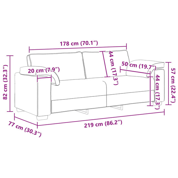 Braunes 2-Sitzer Sofa Stoff 219 cm