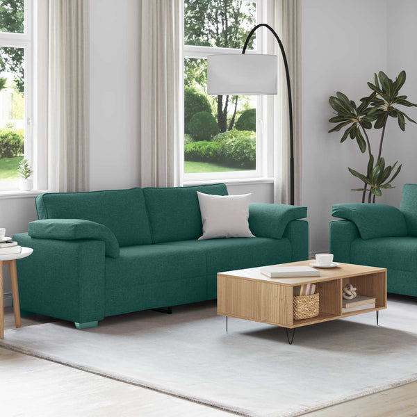 vidaXL Canapé 2 places Vert foncé 219 x 80 x 82 cm Tissu