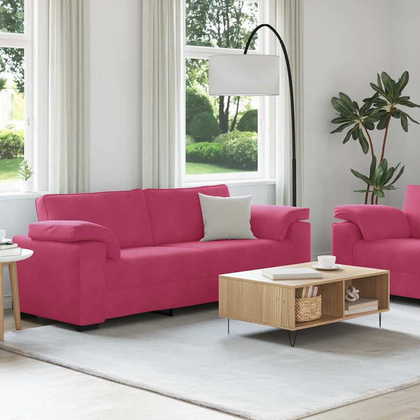 2-teiliges Samt Sofa-Set Weinrot
