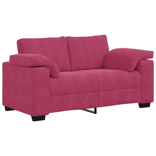 2-teiliges Samt Sofa-Set Weinrot