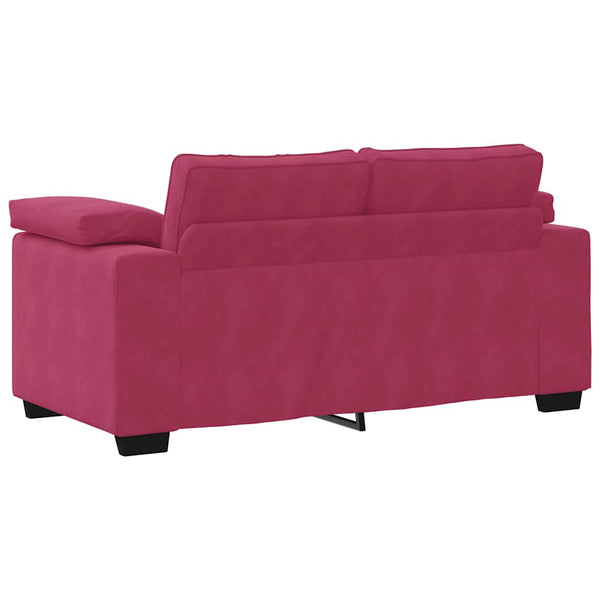 2-teiliges Samt Sofa-Set Weinrot