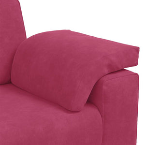 2-teiliges Samt Sofa-Set Weinrot