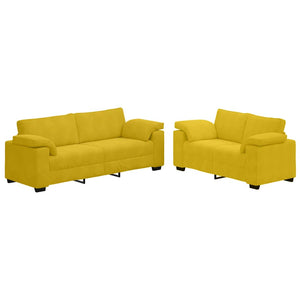 2-teiliges gelbes Samt Sofa-Set