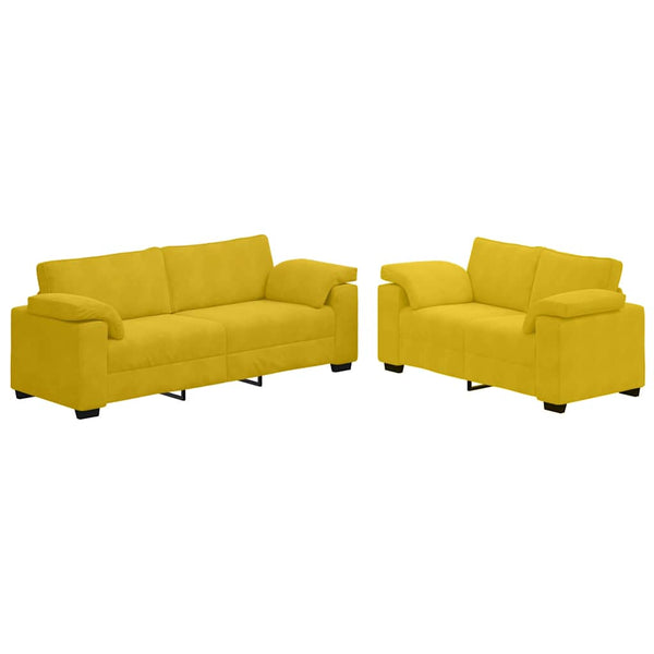2-teiliges gelbes Samt Sofa-Set