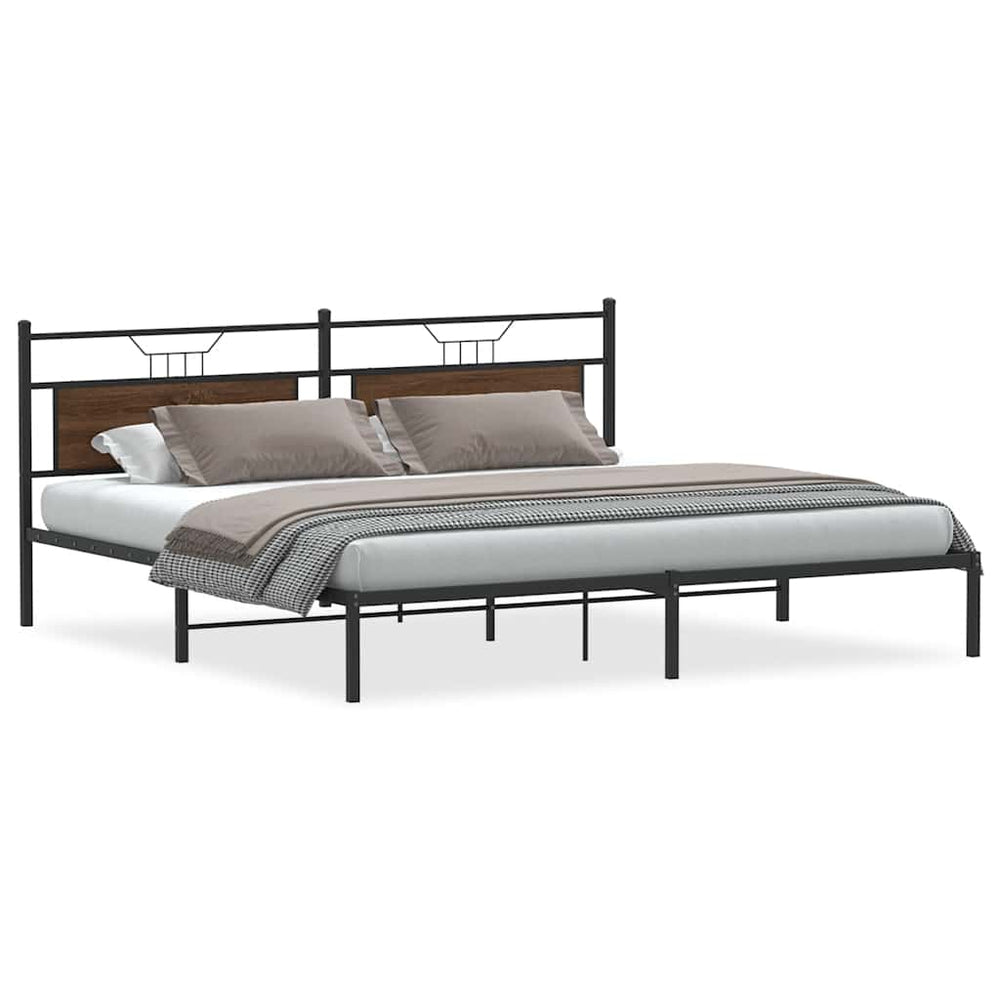 Bettgestell 193x201 cm Braun Eichen-Optik