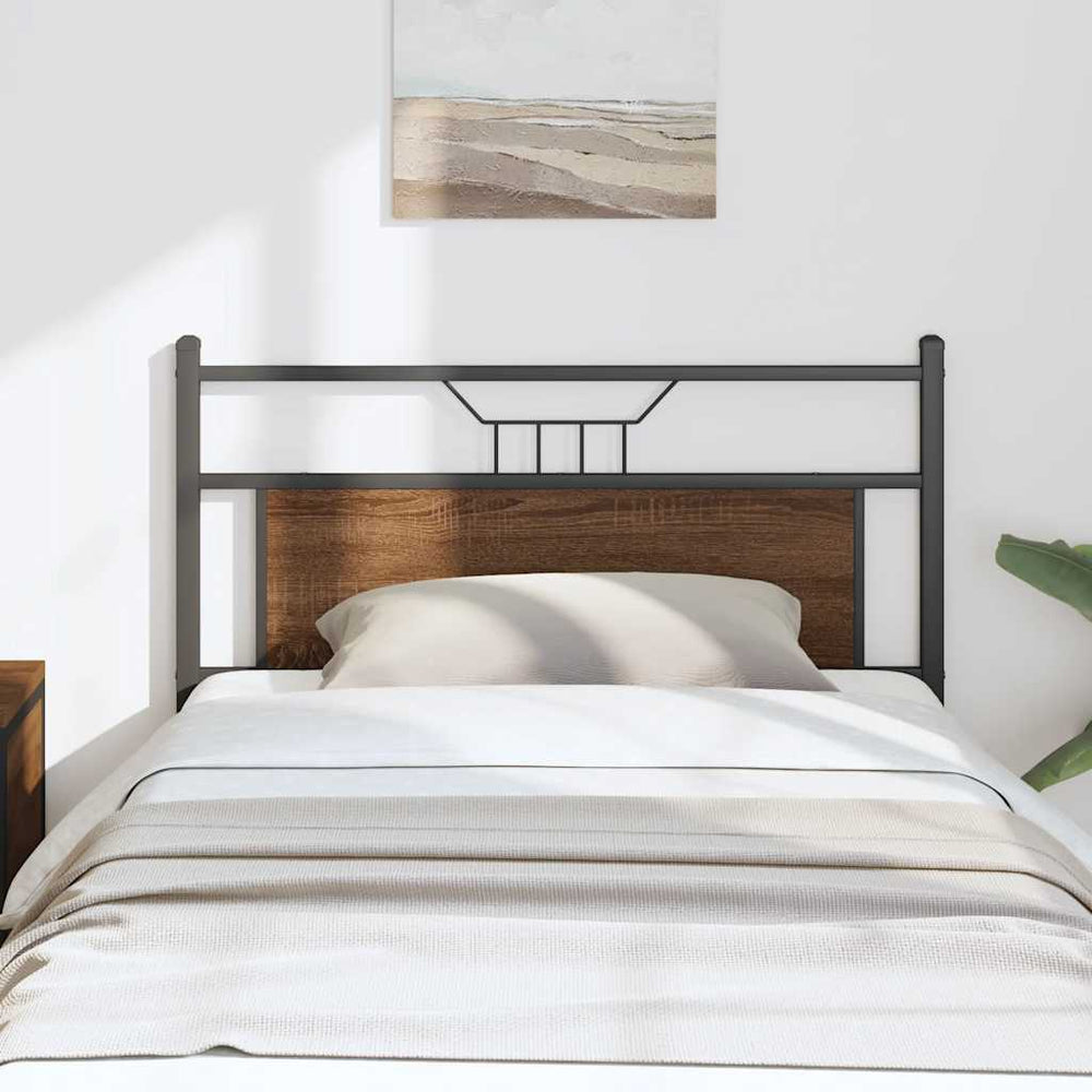 vidaXL Replacement Headboard Brown Oak Effect 107 cm Engineered Wood and Steel