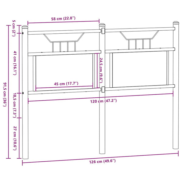 Ersatz-Kopfteil Braun Eiche 120 cm
