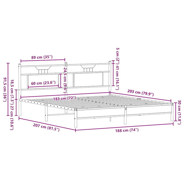 Bettgestell Sonoma Eiche 183x203 cm