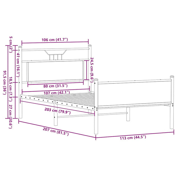 Bettgestell Sonoma Eiche 107x203 cm