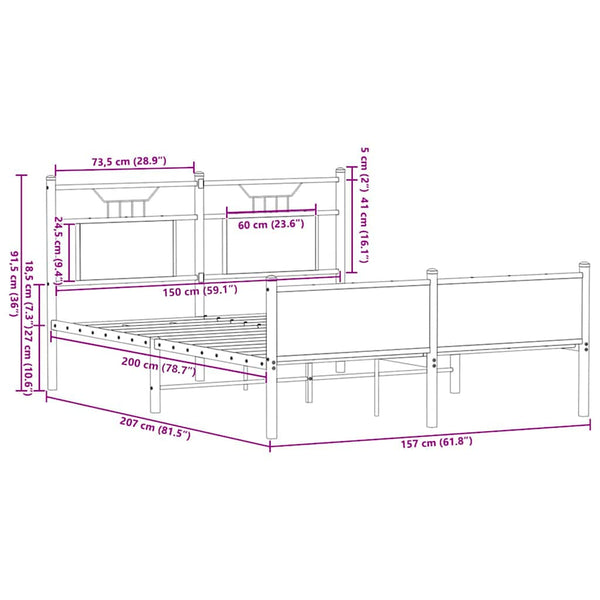 Bettgestell Sonoma Eiche 150x200 cm