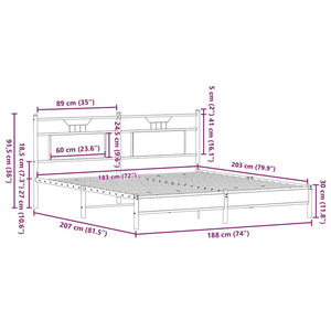 Bettgestell 183x203 cm Braun Eiche