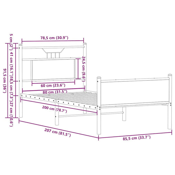 Bettgestell Braun Eiche 80x200 cm