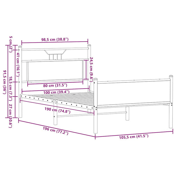 Bettgestell Braun Eiche 100x190 cm
