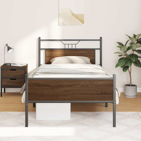 Bettgestell 107x203 cm Braun Eiche