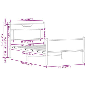Bettgestell 107x203 cm Braun Eiche