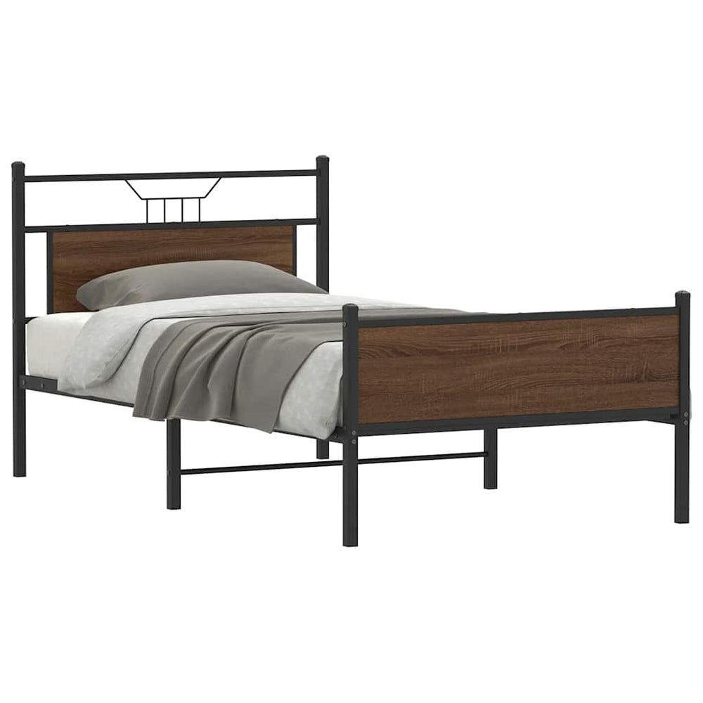Bettgestell 107x203 cm Braun Eiche