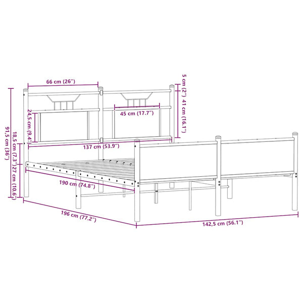 Bettgestell Braun Eiche 137x190 cm