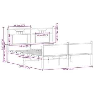 Bettgestell Braun Eiche 140x190 cm