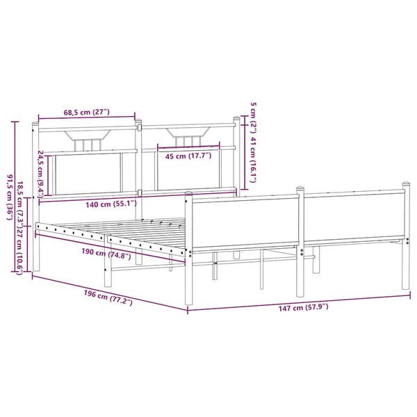 Bettgestell Braun Eiche 140x190 cm