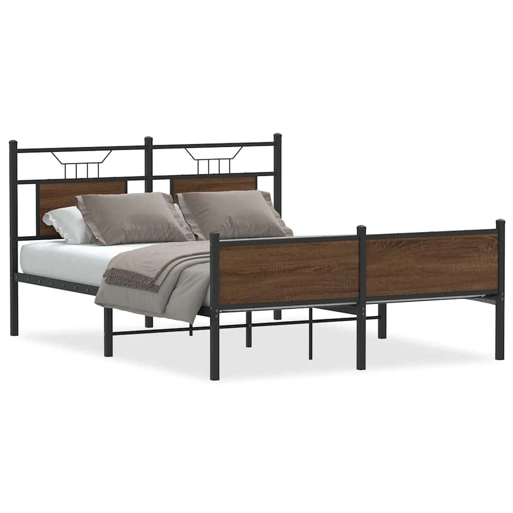 vidaXL Bed Frame without Mattress Brown Oak 140x200 cm Engineered Wood