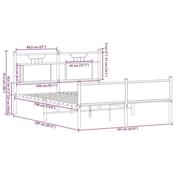 Bettgestell Braun Eiche 140x200 cm