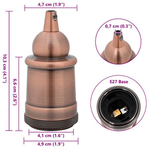 E27 Lampenfassungen Rot-Bronze, 2er Set