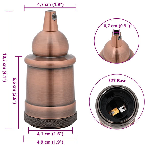 E27 Lampenfassungen Rot-Bronze, 2er Set