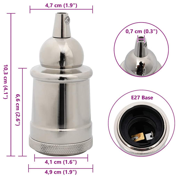 Lampenfassungen E27 Satin-Nickel 2er-Set