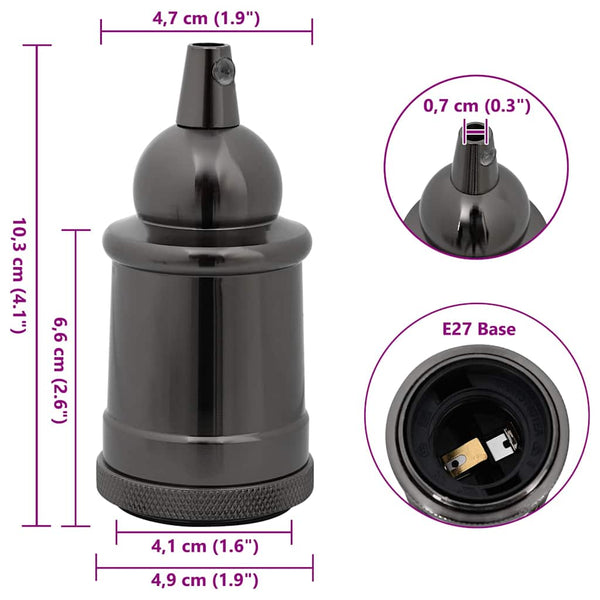 Lampenfassungen E27, Schwarz, 2er-Set