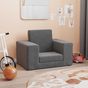 Kinder Schlafsofa Anthrazit Weicher Plüsch