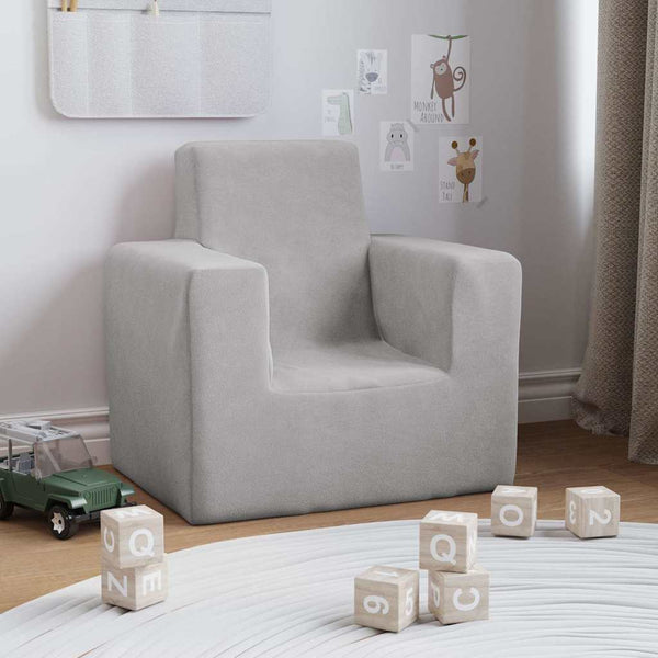 Kindersofa Hellgrau Plüsch
