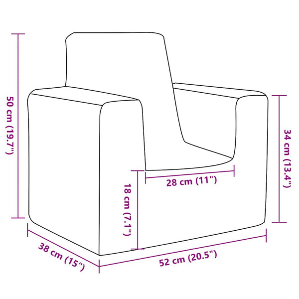 Kindersofa Anthrazit Weich Plüsch