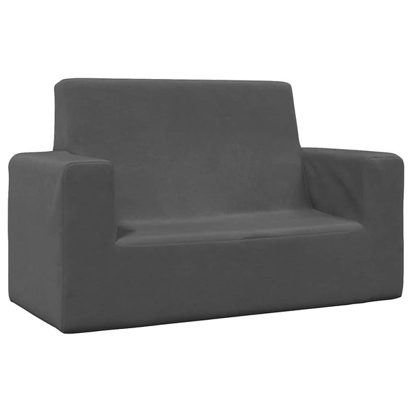 Kindersofa 2-Sitzer Anthrazit Plüsch