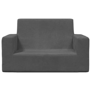 Kindersofa 2-Sitzer Anthrazit Plüsch