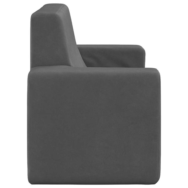 Kindersofa 2-Sitzer Anthrazit Plüsch