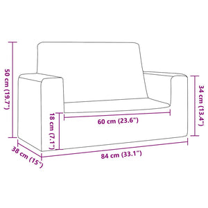 Kindersofa 2-Sitzer Anthrazit Plüsch