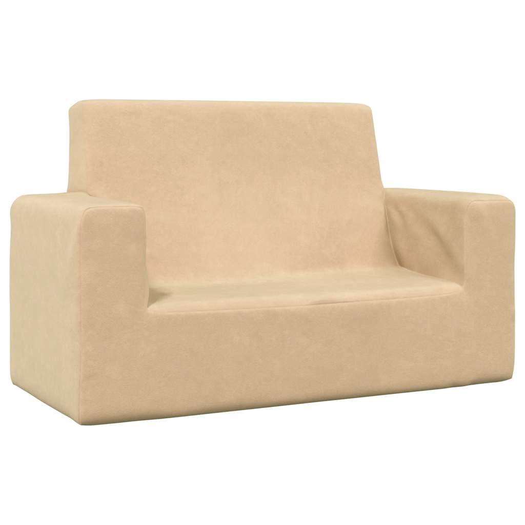 Kindersofa 2-Sitzer Creme Plüsch