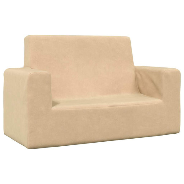 Kindersofa 2-Sitzer Creme Plüsch