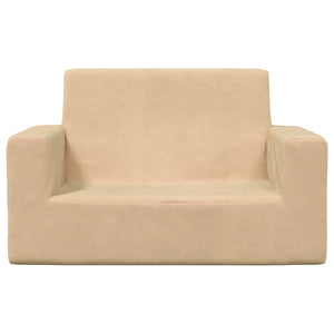 Kindersofa 2-Sitzer Creme Plüsch