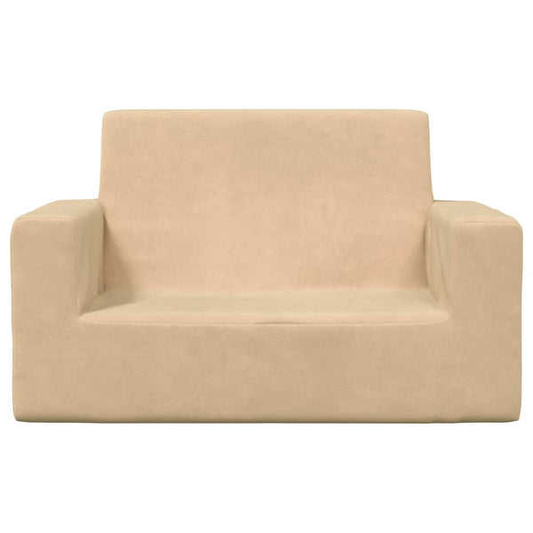 Kindersofa 2-Sitzer Creme Plüsch