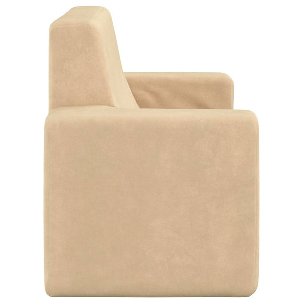 Kindersofa 2-Sitzer Creme Plüsch